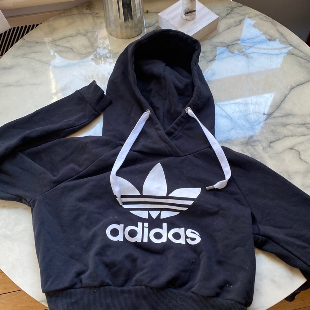 Adidas hooded cropped sweatshirt
